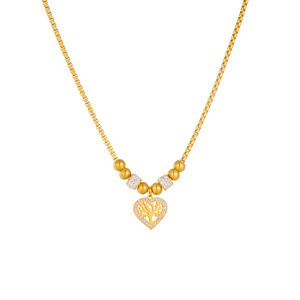 European American Style <b>Titanium</b> Steel Tree Of Life Heart Pendant Gold Plated Beaded <b>Chain</b> Necklace Everyday Wear - Product Image 5