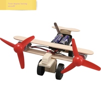 Avion de roulage bimoteur bricolage fait à la main pour élèves du primaire et du secondaire enseignement des sciences jouets matériaux d'assemblage