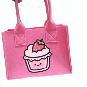 <span class=keywords><strong>Sac</strong></span> fourre-tout en feutre rouge avec logo personnalisé, imprimé gâteau fraise mignon, <span class=keywords><strong>sac</strong></span> de courses réutilisable écologique pour emballage cadeau et promotion - Product Image 6