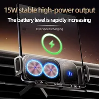 Support de téléphone pour grille d'aération de voiture en plastique 2026 avec chargeur sans fil à charge rapide, pince automatique et rotation à une touche pour smartphone