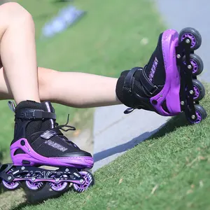 Papaison popolare 4 full flash PU ruote skate in linea bianco viola rosso pattini in linea rimovibili patines pattini a rotelle per adulti ragazze