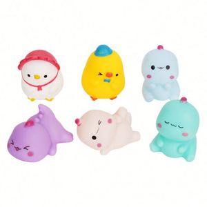 Customized Shape Logo Cute Mini Dinosaur Duckling Children's Water Play Educational Stress-Relief Squeeze Squeak <b>Bath</b> Toy - Product Image 1
