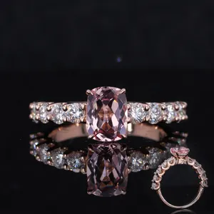 Starsgem kissen cut labor diamant rubin mit moissanite rose 585 feste hochzeit ringe 14k ring schmuck gold