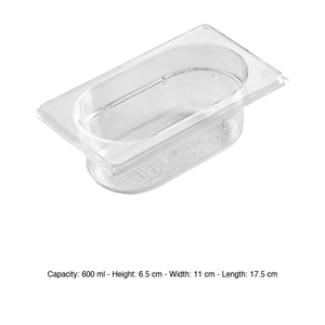 Polycarbonate GN 1/9 Food Pan 17.5 × 11 × 6.5 h cm, without Lid, -100/+100 °C - Product Image 3