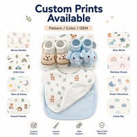 Ensemble de chaussettes et bavoirs pour nouveau-né, doux et confortables, imprimés d'animaux, ensemble de chaussettes pour bébé mignonnes, ensemble de bavoirs pour bébé
