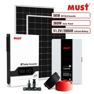 Moet Solar Hybrid Inverter 5000W Zon Power Grid Tie Inverter 1kw 3kw 5.2kw Voor Pv Systeem Home Energy Opslag