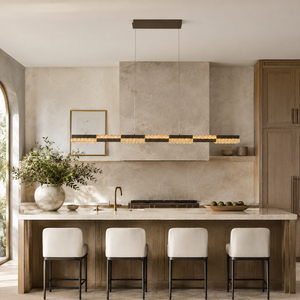 Suspension LED linéaire en cristal avec câble réglable pour café moderne, villa, îlot de cuisine, luminaire décoratif - Product Image 1