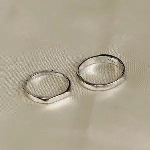 Wholesale Jewelry Custom Luxury Adjustable 925 Sterling Silver Rings For Couple