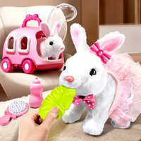 Peluche lapin pour enfants, lapin électrique interactif avec sons, kit de jeu en peluche pour filles de 3, 4, 5, 6 ans