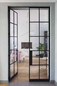 Puertas <span class=keywords><strong>de</strong></span> acero <span class=keywords><strong>de</strong></span> doble acristalamiento modernas, vidrio estriado, diseño negro, ventanas para exteriores, Hotel, rotura térmica, aislamiento acústico, <span class=keywords><strong>Pan</strong></span> <span class=keywords><strong>de</strong></span> acero - Product Image 6