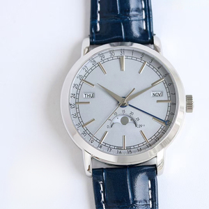 Premium Luxury Blue Dial Timepiece Men Retrograde Date Moon Phase Function <b>Silver</b> Steel Case 2026 New Gents Watch - Product Image 1