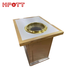 เตาปิ้งย่างซัมยุปซอลไฟฟ้าเคลือบโครเมียมสีทอง โต๊ะบาร์บีคิวสไตล์เกาหลี พร้อมรีโมทคอนโทรล สำหรับร้านอาหาร ผลิตจากสแตนเลส ทนทาน - Product Image 4