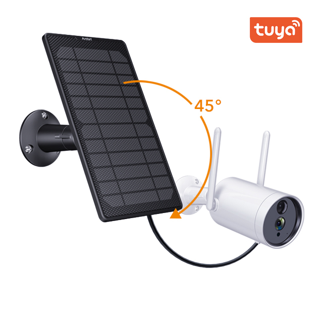 Tuya Smart  hd Outdoor Bullet  Wifi Solar Panel  Rechargeable Battery Ip Camera Optional google Home Alexa
