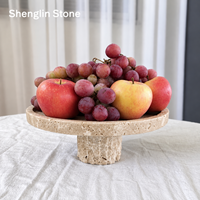 Plateau en travertin Art Déco Wabi Sabi, rainuré naturellement, pour fruits, décoration de table pour la maison et l'hôtel, directement de l'usine