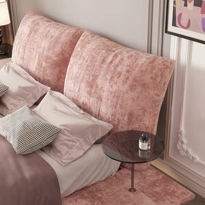 Rising 2024 nouveau <span class=keywords><strong>lit</strong></span> suspendu en cuir véritable italien minimaliste moderne lumière luxe pétale maître <span class=keywords><strong>lit</strong></span> double rembourré - Product Image 5