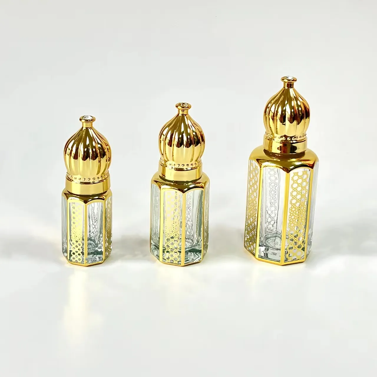 Bouteille de parfum d'huile essentielle de rouleau de bâton en verre de Dubaï arabe du moyen-orient arabe de luxe en gros de 3ml 6ml 12ml