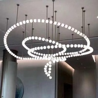 Lustre LED moderne style collier de perles, suspension bouddha pour villa, appartement, duplex, loft, éclairage d'escalier en colimaçon