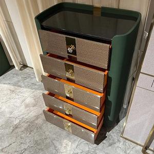 Bonne qualité design de luxe salon armoire de rangement tiroir en <span class=keywords><strong>bois</strong></span> couverture en cuir 5 commodes pour salon chambre - Product Image 2