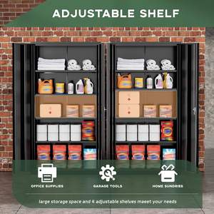 UCHANCE 72 "armadio di stoccaggio in metallo alto, armadietto in acciaio con 4 ripiani regolabili e porte di chiusura per casa, ufficio, scuola - Product Image 4