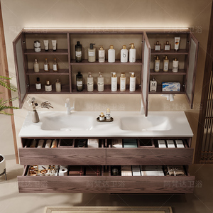 Modern MDF Bathroom Vanity Unit with <b>Smart</b> <b>Mirror</b> Lacquer Finish Wall-Mounted Base Durable Eco-Friendly Design - Product Image 5