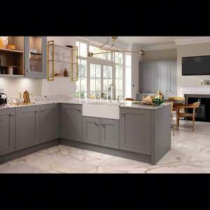 Factory Custom <b>Light</b> Gray Modern Shaker Wood Kitchen Cabinets High Quality Lacquer Modular Kitchen <b>Cupboard</b> with Island - Product Image 3