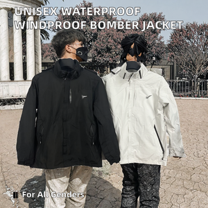 Trendy American Streetwear Bomber <b>Jacket</b> Unisex Autumn Winter Outdoor Sports Windproof Waterproof <b>Canvas</b> Zipper Front Couple - Product Image 2