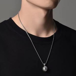 Collar con Colgante de Baloncesto de Acero Inoxidable, Grabado con la Frase 'Never Give Up Keep Going', Joyería Deportiva para Hombre, Regalo - Product Image 4