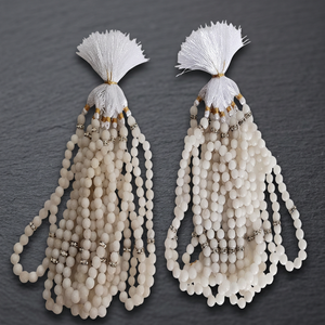 Tasbih Islámico de Oración Musulmana de Piedra de Cristal Natural Blanca, Hecho a Mano, con 33 Cuentas Redondas, Estilo Gujarati, Artesanía con Piedras Preciosas, Venta al por Mayor - Product Image 1