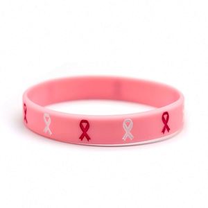 Pulsera de Silicona Personalizada para la Concientización sobre el Cáncer de Mama con Cinta Rosa, Pulsera de Silicona Promocional con la Mensaje de Esperanza, Fe y Fuerza - Product Image 6