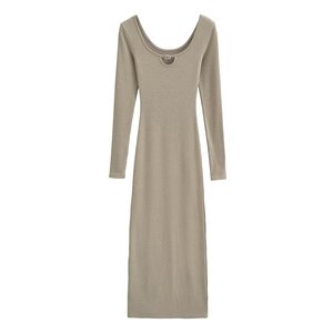 Vestido <span class=keywords><strong>de</strong></span> cintura alta con cuello cuadrado estilo Spice Girl, novedad <span class=keywords><strong>de</strong></span> otoño 2023 para mujer, vestido largo elástico con pedrería hueca para mujer - Product Image 5
