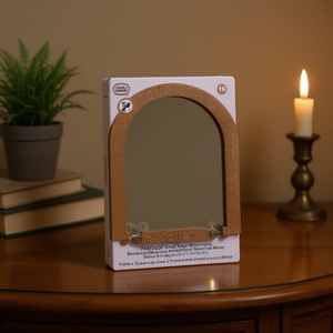 Miroir d'arche vintage Parisloft petit format 6,75 x 9,5, style baroque, cadre en bois, décoration d'intérieur, miroir de table autoportant - Product Image 2