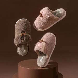 รองเท้าแตะผู้หญิงแบบใหม่สำหรับฤดูหนาว ผ้าฝ้ายนุ่มฟู อุ่นสบายสำหรับใส่ในบ้าน พร้อมพื้นรองรับแรงกระแทก ปิดนิ้วเท้า เหมาะสำหรับฤดูร้อน-ขายส่ง - Product Image 3