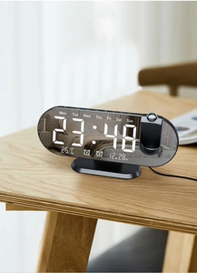 Réveil <span class=keywords><strong>projecteur</strong></span> pour chambre à coucher 180 °   <span class=keywords><strong>Projecteur</strong></span> LED rotatif à grand écran, double alarme, variateur d'intensité, horloge à chargement USB, décoration pour la maison - Product Image 3