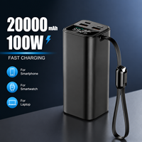 Batterie externe 20000 mAh 100W, chargeur d'accessoires pour téléphones, montres connectées et ordinateurs portables, batterie externe pour téléphone OEM