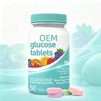 Comprimés de glucose aux fruits assortis en gros pour OEM, 15g, à action rapide, pour augmenter la glycémie et soutenir l'énergie, 50 unités