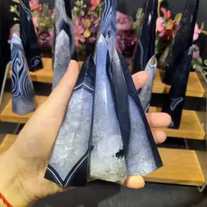 Wholesale Healing Quartz Crystal Tower Black Agate Point For Decoration