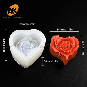 Moldes de silicona 3D <span class=keywords><strong>AK</strong></span> Rose Heart para velas de resina, molde para decoración de pasteles de mousse para bodas, molde para chocolate, decoración de hormigón DIY - Product Image 5
