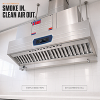 Vente directe usine – Hotte aspirante intégrée en acier inoxydable 201/304 avec filtre à fumée, taux de purification de 98,5 % pour cuisines commerciales