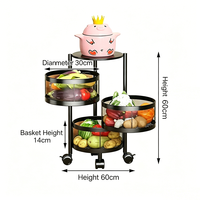 Étagère de rangement rotative à 3 niveaux, robuste, en métal, organisateur pivotant à 360 degrés, multifonctionnel, pour cuisine, garde-manger, gain de place, sur pied