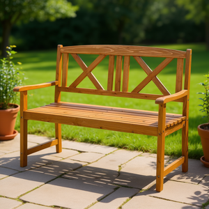 Banc de jardin en bois de sapin avec dossier en X, 117x61x90cm, design traditionnel, 2 places - Product Image 2