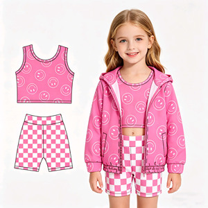 Conjuntos de Ropa Deportiva Casual de Verano para Niñas, Chaleco Deportivo, Pantalones Cortos de Ciclismo, Chaqueta, 3 Piezas, Venta al por Mayor, Conjuntos de Yoga para Hermanas - Product Image 1