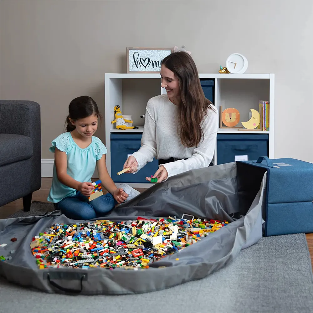 Dayanıklı tuval oyuncak organizatör çantası büyük playmat oyuncak saklama kutusu ve oyun matı oyuncak depolama organizasyonu