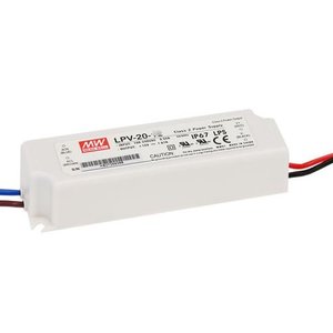 Controlador LED Mean Well LPV-20-24, 20W 24V, IP67 Impermeable, Convertidor CA/CC, Fuente de Alimentación de Voltaje Constante de un Solo Canal - Product Image 1