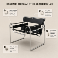 Fauteuil en cuir et métal de style Instagram, inspiré du milieu du siècle, pour salon et bureau