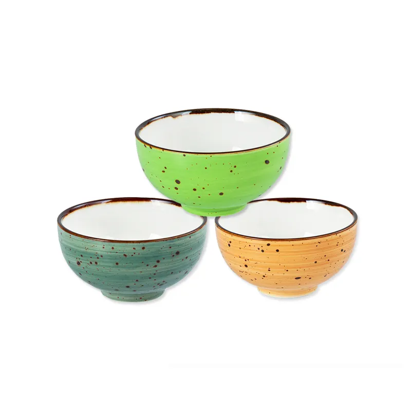 Handmade Speckles Round Shape Porcelain Kitchen Bowls Cool Assorted Colors Ceramic 5 Inch Small Bowls for Cereal Soup Rice Salad