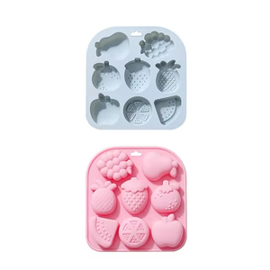 Moule à gâteau en silicone antiadhésif à 8 cavités, motif fruits, de qualité alimentaire, réutilisable, mignon, magnétique, pour chocolat, bonbons et glaçons DIY - Product Image 1