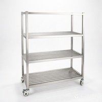 Étagère Commerciale Personnalisée OEM en Acier Inoxydable 304, Rayonnage de Rangement à Caissons Creux avec Roues pour Cuisine Professionnelle