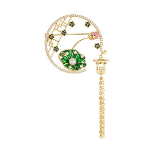 Chinese Style Lotus Leaf Brooch With Tassel Pearl Inlay For Hanfu Cheongsam Women's Jewelry Accessory - Product Image 5