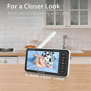 Monitor de Bebê com Câmera de Vídeo Inteligente PTZ IR de 5.5\" 1080P HD com Visão Noturna e Áudio Bidirecional - Product Image 2