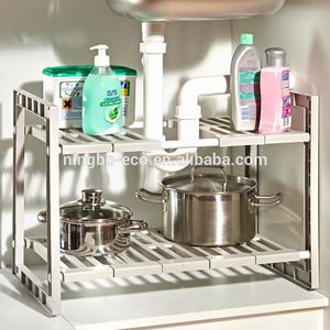 Üzerinde/altında lavabo ayarlanabilir mutfak çanak süzgeç plastik raf depolama raf organizatör - Product Image 1